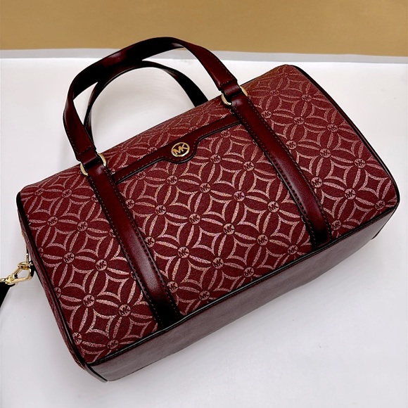 MICHAEL KORS JST TRAVEL MEDIUM DUFFLE SATCHEL SHOULDER CROSSBODY BAG MK OXBLOOD - Picture 13 of 14
